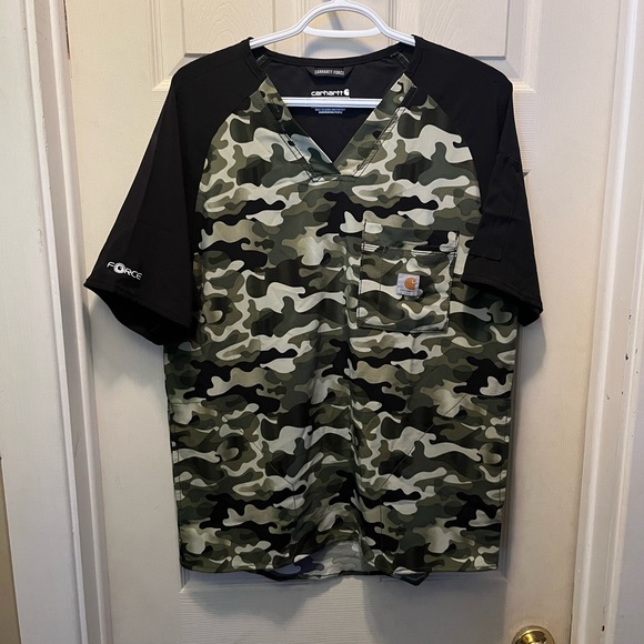 Carhartt Men's Micro Ripstop Print Block Scrub Top camo black small - Picture 2 of 6